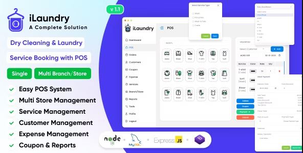 iLaundry : Dry Cleaning & Laundry Service Booking with POS | Single & Multi Branch Complete Solution