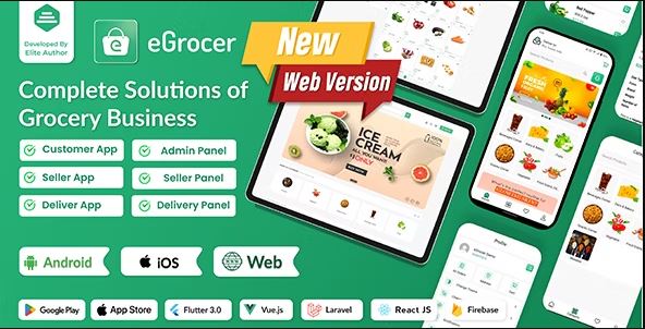 eGrocer - Online Multi Vendor Grocery Store, eCommerce Marketplace Flutter Full App with Admin Panel